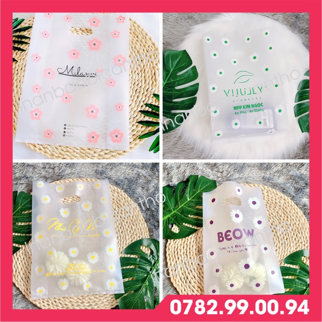 Combo 5 ký bọc in logo shop theo yêu cầu họa tiết hoa siêu xinh