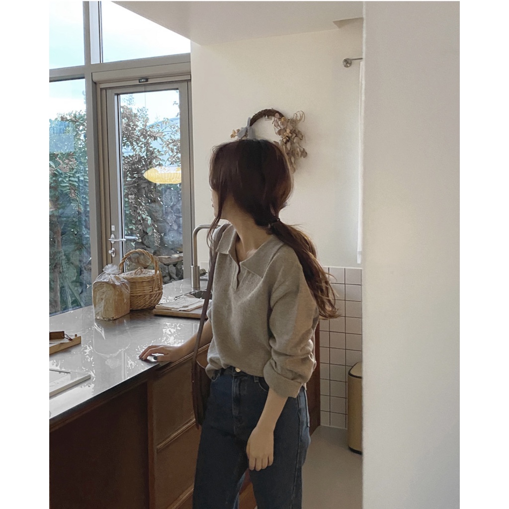 Áo tay dài Soci cổ sơ mi màu trơn
