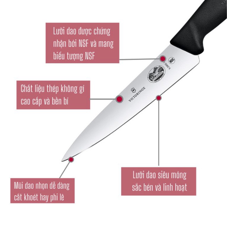[THỤY SĨ] Dao Bếp Victorinox Fibrox 15cm Màu Đen - Dòng dao cho bếp chuyên nghiệp siêu sắc