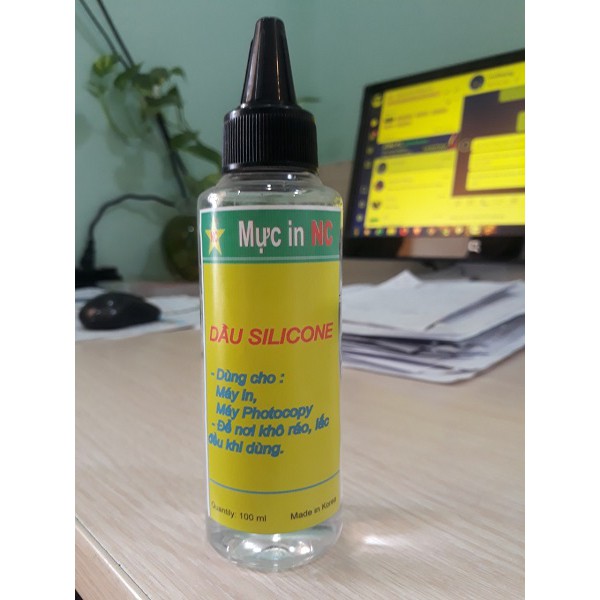 Dầu silicon 100ml bôi trơn máy móc, chịu nhiệt cao, trơn tốt, bôi cụm sấy, bao lụa máy in, photocopy. Silicone, silicol