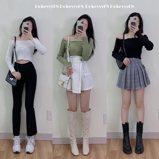 Áo len trễ vai len tăm 533