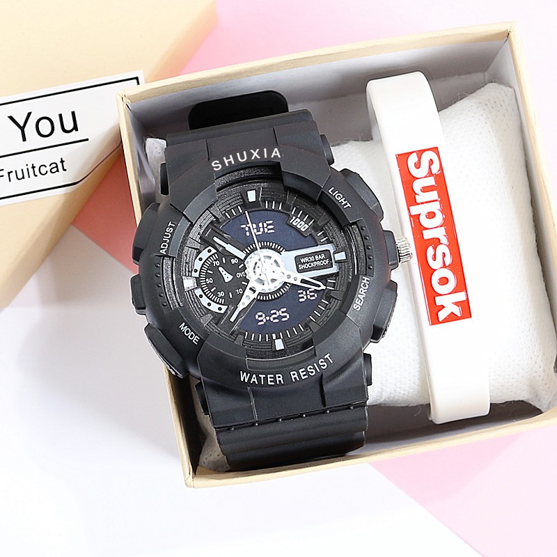 Đồng hồ thời trang nam nữ Shuxia S384 chạy kim, giả điện tử cực cá tính | BigBuy360 - bigbuy360.vn