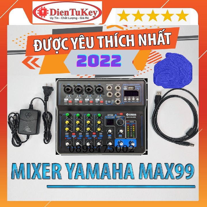 Bộ Mixer Yamaha Max 99 USB bluetooth 16 chế độ vang karaoke gia đình, livestream fb  Rất Hay