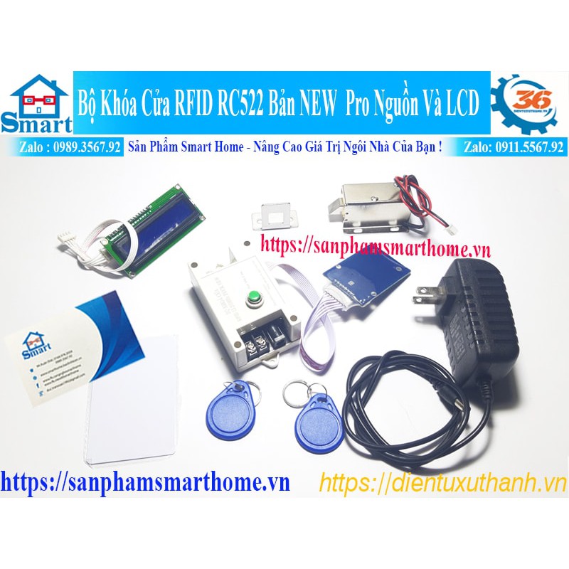 Bộ khóa cửa RFID rc522 new kèm nguồn và LCD