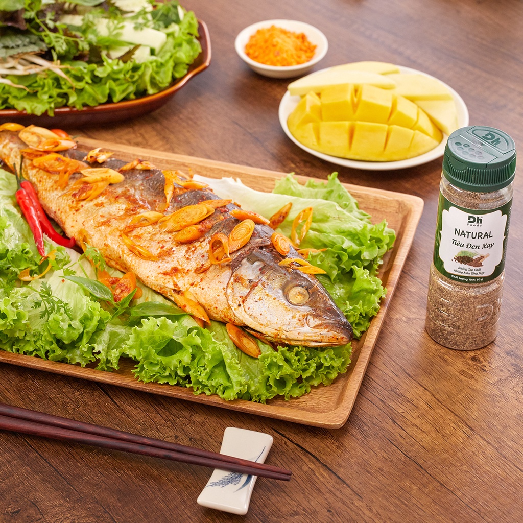 Natural tiêu đen xay 80gr Dh Foods nguyên liệu ướp chế biến thực phẩm tự nhiên