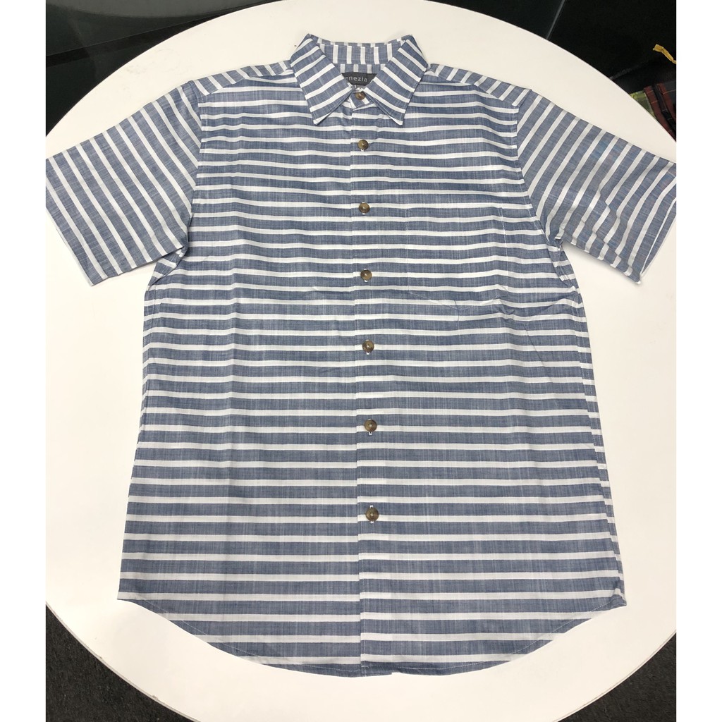 Áo sơ mi nam ngắn tay  SỌC NGANG XÁM - TRẮNG hàng Việt nam gia công xuất khẩu | BigBuy360 - bigbuy360.vn