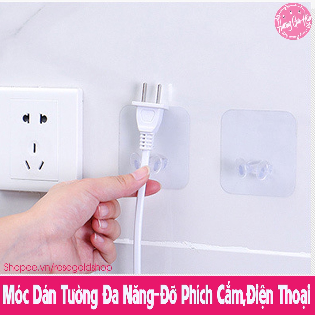 Móc Dán Tường Siêu Dính Chịu Lực 6kg, Treo Đồ, Đỡ Phích Cắm - Đỡ Điện Thoại Khi Sạc