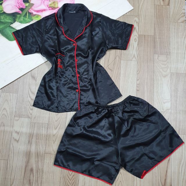 Bộ pizama phi lụa full viền, phom 65kg