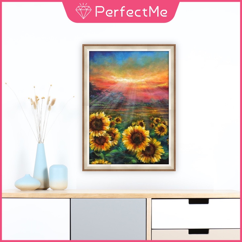 Bộ tranh đính đá 5D họa tiết hoa hướng dương độc đáo kích thước 30x40c DIY dùng trang trí nhà cửa