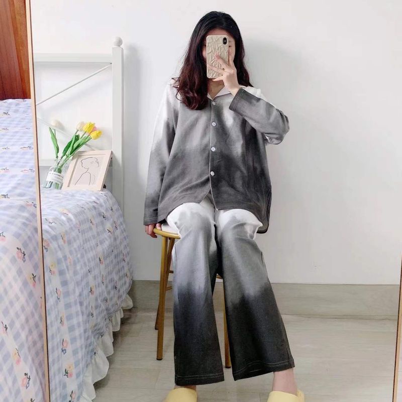 Bộ Đồ Ngủ Hai Mảnh Tay Dài Nhuộm Màu Gradient Phong Cách Mới 2022