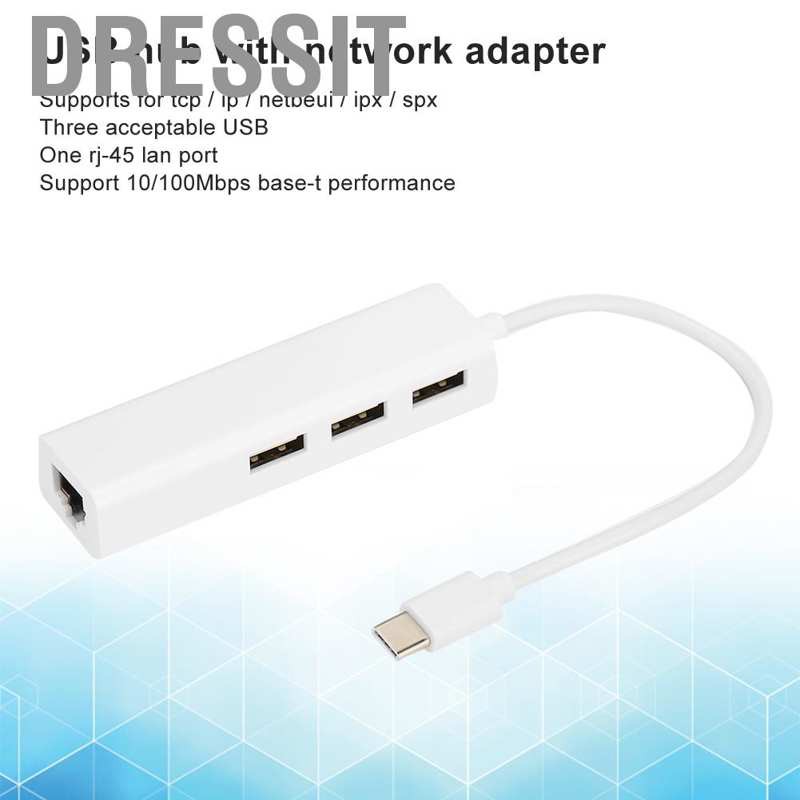 Usb Hub Rj45 Lan 3 Cổng Usb 3.1 10 / 100mbps Cho Windows 98se / 2000 / Me / Xp / Vista / Win7 / Win8 / 8.1 / 10 Android