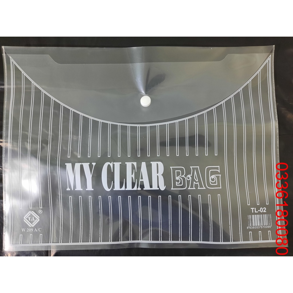 5 Túi clear bag - Túi khuy bấm -  Túi đựng hồ sơ có cúc