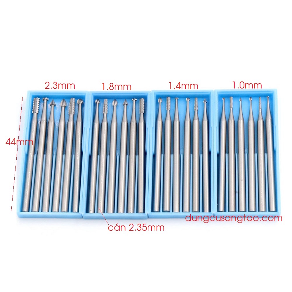 Bộ 6 mũi lũa gỗ, điêu khắc gỗ, chạm trỗ cán 2.35mm dùng cho máy khoan mài mini cầm tay