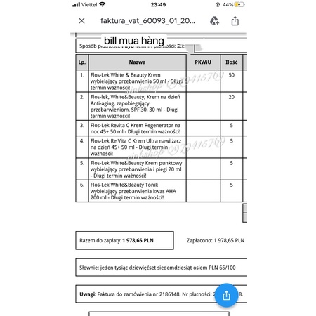 Bộ Kem Dưỡng Trắng Da Ngày Và Đêm RE VITAC FLOS-LEKK  hàng nội địa balan