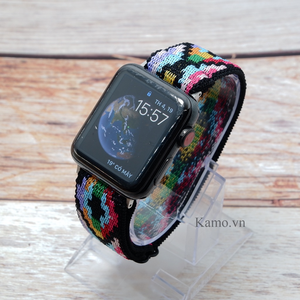 Dây apple watch vải thun co dãn dệt thổ cẩm series 7 6 5 4 3 SE, dây đeo đồng hồ apple watch 38mm 40mm 41mm 42mm 44mm 45