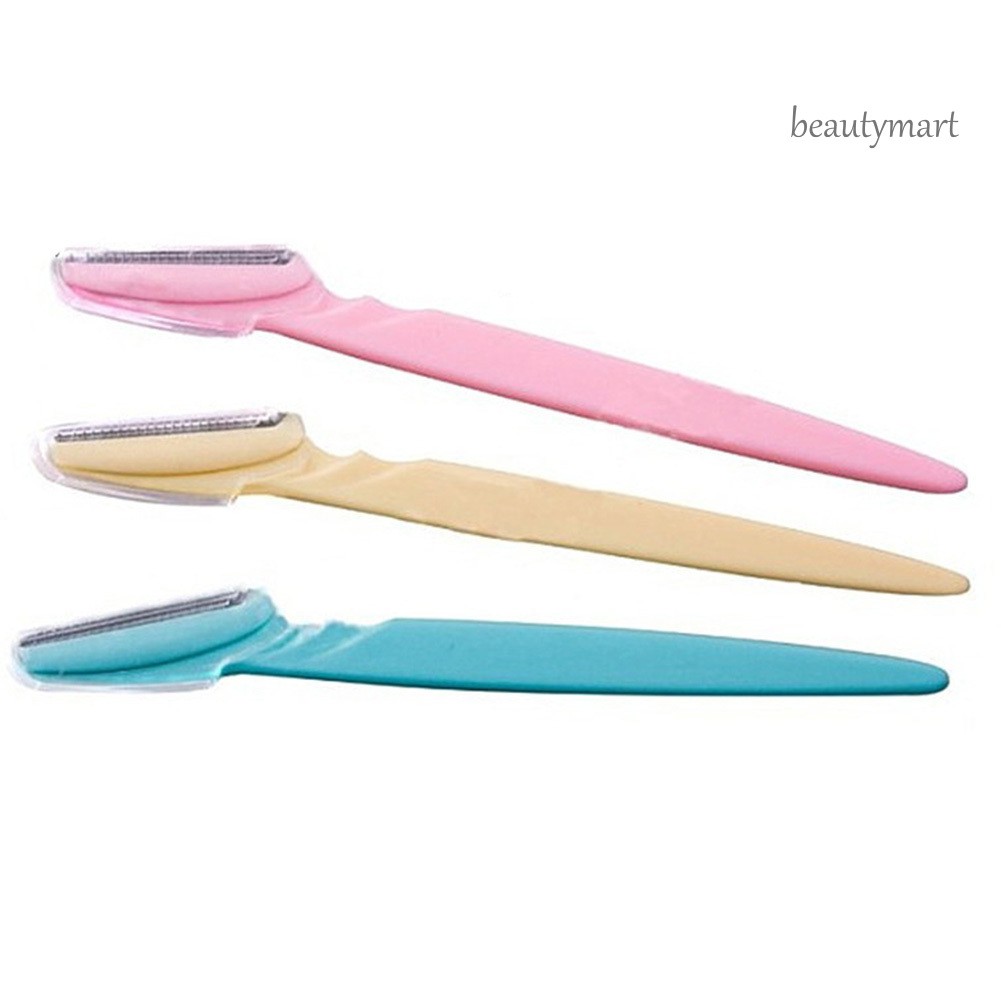 [Hàng mới về] Set 3 dao cạo lông mày với lưỡi inox dùng để tỉa lông ở lông mày/mặt