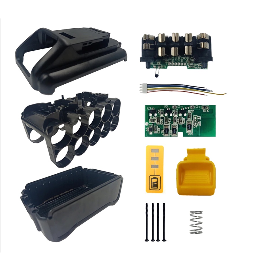 Vỏ mạch pin Dewalt 8AH 20V Li-ion 2 hàng cell 21700 có led báo pin, nhận sạc zin. BN.