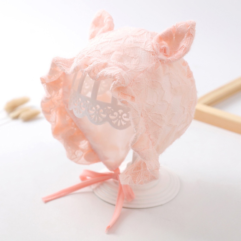 Mũ Beanie Chống Nắng Phối Ren Công Chúa Dễ Thương Làm Phụ Kiện Chụp Ảnh Cho Bé Sơ Sinh