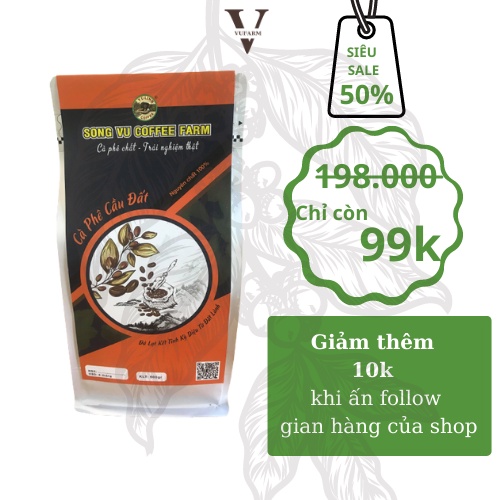 Cà phê Arabica, Robusta, cafe Cầu Đất từ Song Vũ Farm thơm nồng, đậm vừa chua nhẹ hậu vị ngọt cafe pha phin 500g | BigBuy360 - bigbuy360.vn