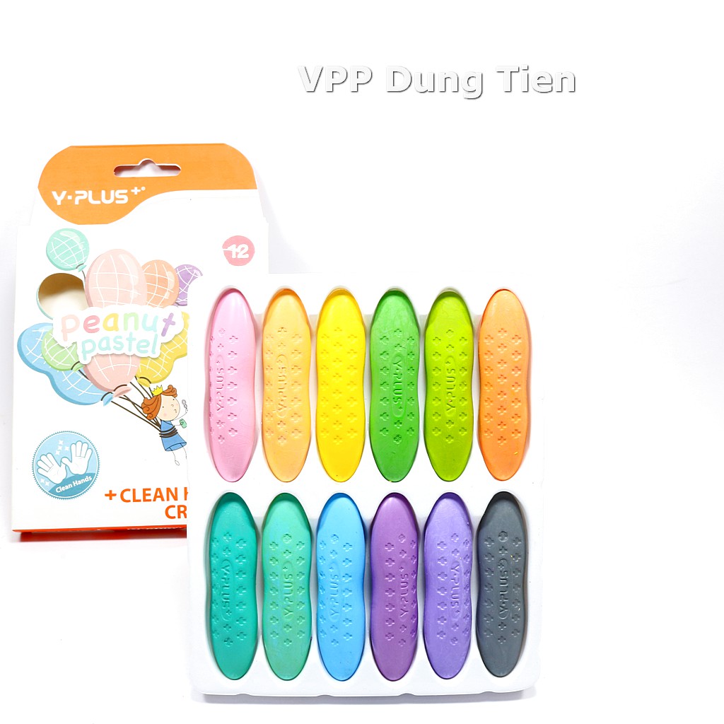 Bộ sáp hữu cơ 12 màu an toàn cho bé/ Sáp không bẩn tay PEANUT PASTEL