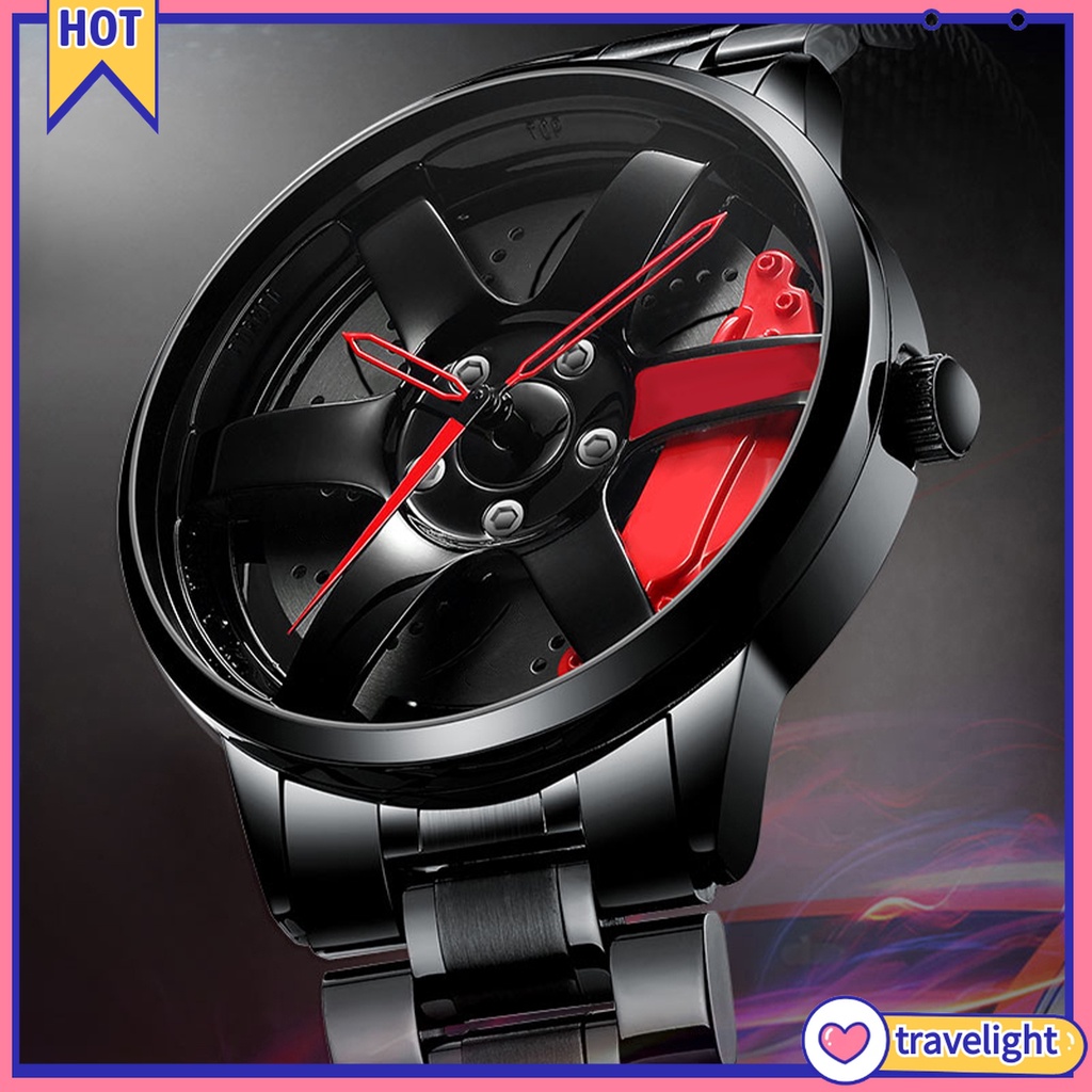 (Travelight) Đồng hồ quartz đeo tay không thấm nước hình trục bánh xe