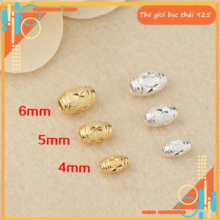 Charm bạc hạt ô liu mạ vàng 4mm - Charm bạc hạt oliu mạ vàng