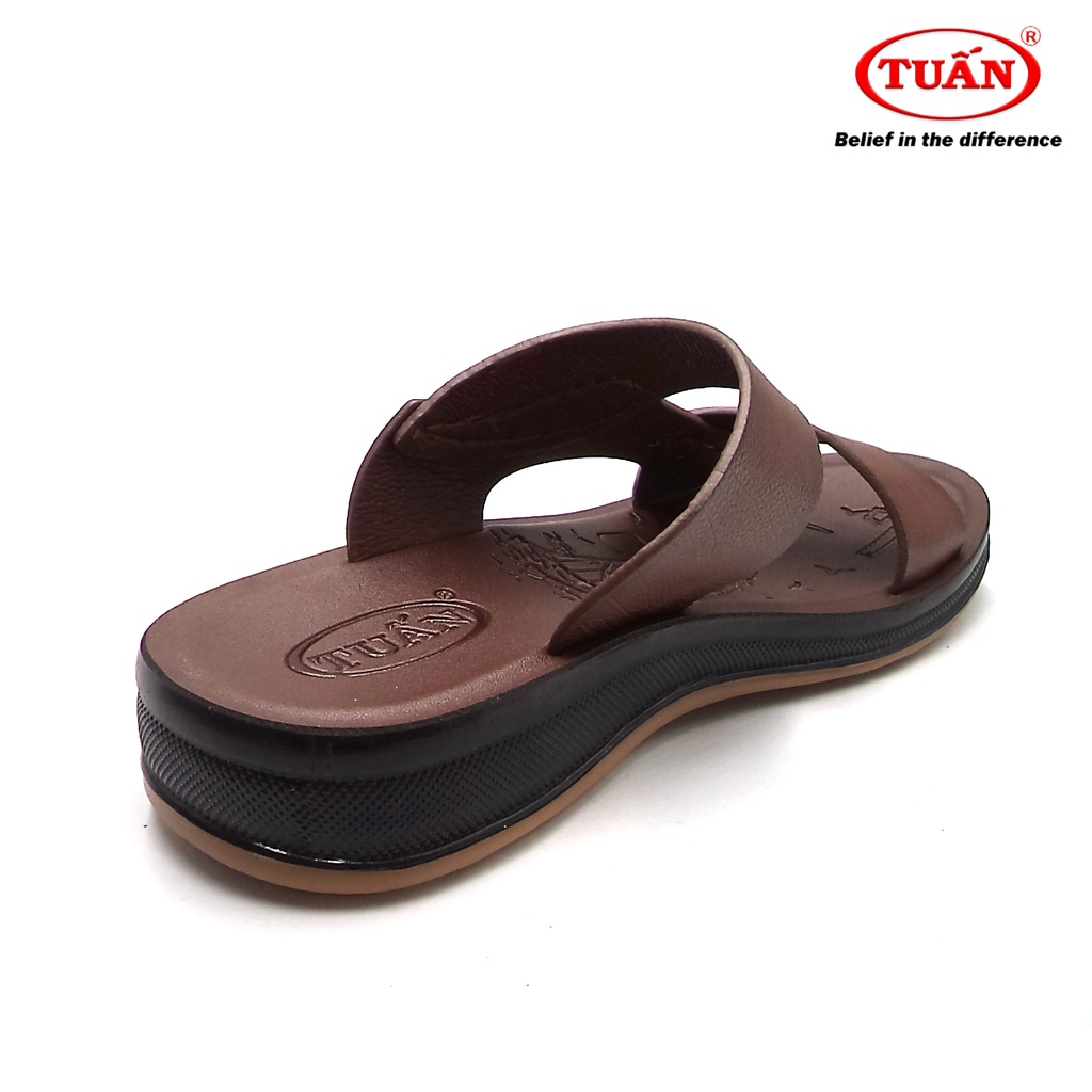 Dép nam da thật dép trung tuổi đế cao đúc nguyên khối thương hiệu Tuấn DCTU-061
