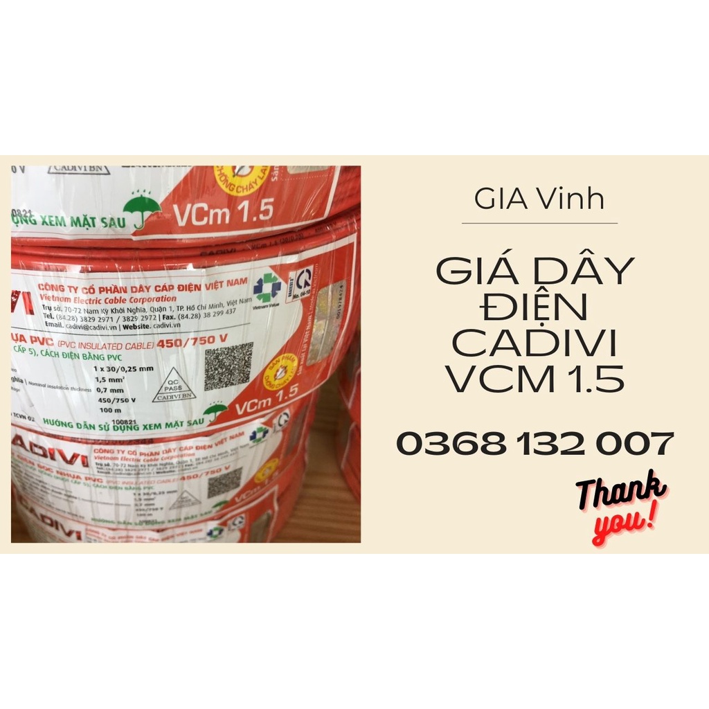 Giá Dây Điện Cadivi Vcm 1*1.5 Đơn Mềm– GVC02 ( giá bán theo m )
