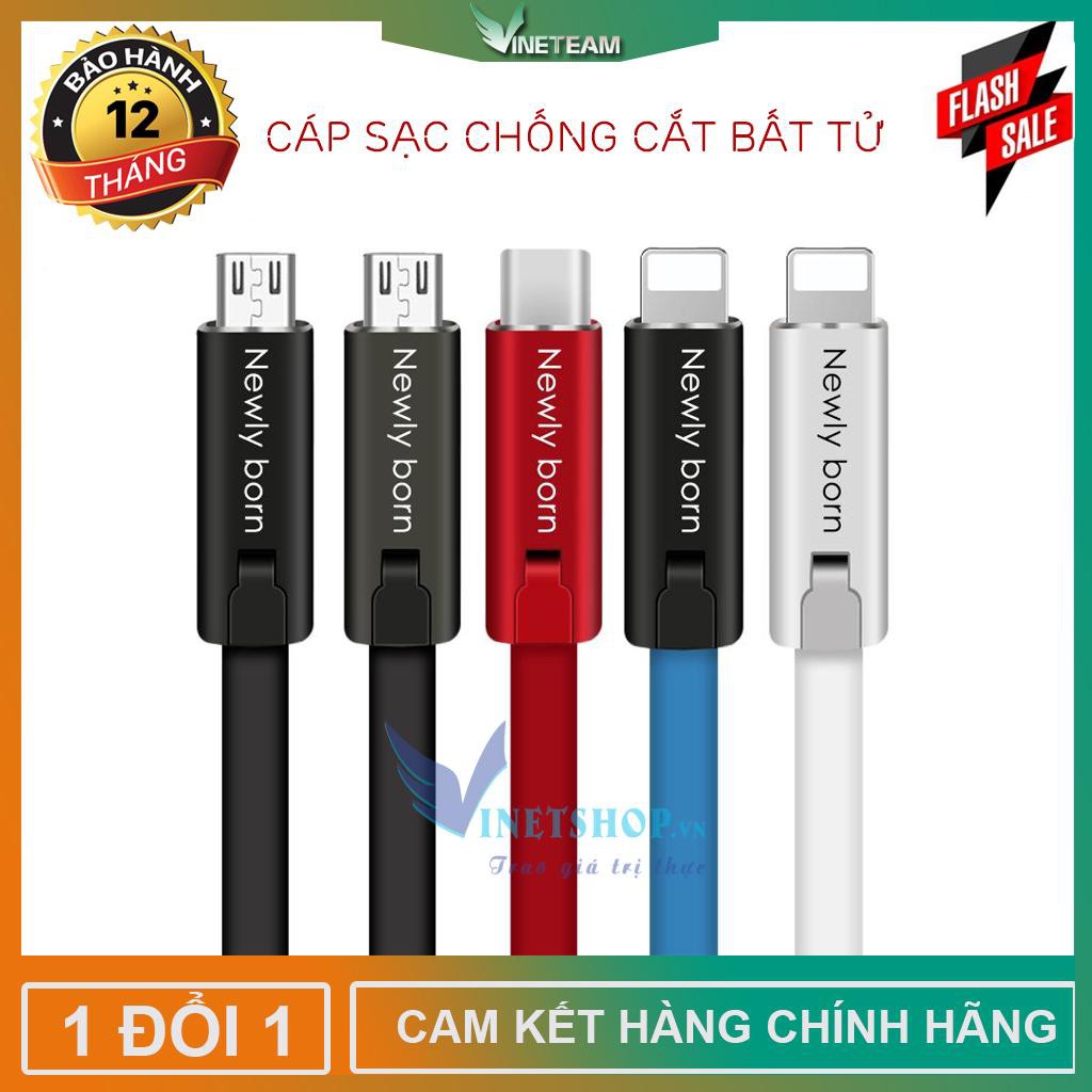 [Mã ELORDER5 giảm 10K đơn 20K] Cáp sạc tái sinh siêu bền 3 loại cho iPhone, Android, Type-c an toàn khi sử dụng