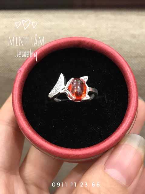 Nhẫn hồ ly bạc ta gắn đá đủ màu theo mệnh-Minh Tâm Jewelry