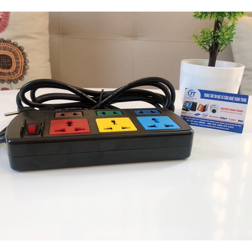 Ổ cắm điện LiOA 6 lỗ(6 chấu) 3DN3S đa năng có công tắc, dây dài 3M, 5M ~2000W