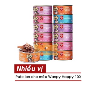 Pate cho mèo wanpy happy 100 lon - 95gr - nhiều vị