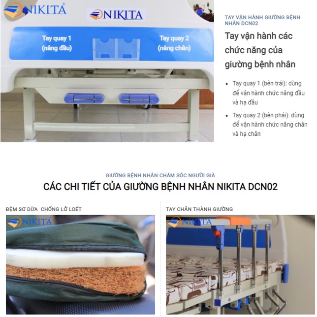 Giường bệnh Y tế ba chức năng, nâng đầu, nâng chân, tích hợp bô vệ sinh - chính hãng NIKITA DCN03