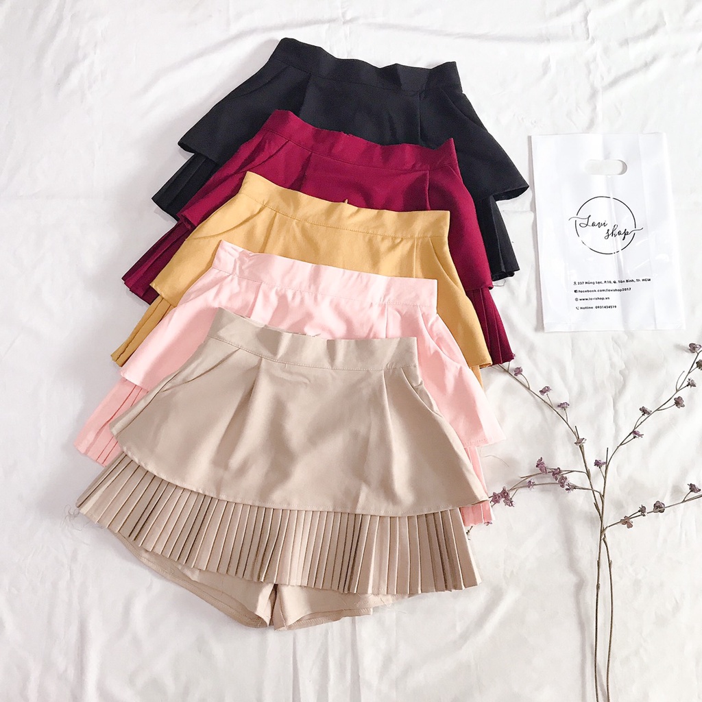 Chân váy dập ly dáng ngắn 6 màu Lovi