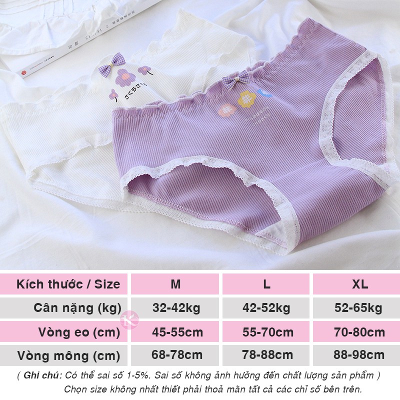 [Mã 12FASHIONSALE1 giảm 10K đơn 50K] Quần lót nữ hoa trắng tím dễ thương, quần lót cotton xuất Nhật Kazila QLH74 | BigBuy360 - bigbuy360.vn