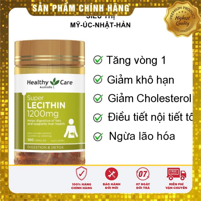 Mầm đậu nành  Healthy Care Super Lecithin 1200mg, Úc