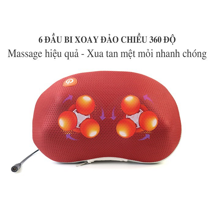 Gối massage hồng ngoại điều trị đau mỏi cổ 6 bi PULI PL-817B - CHÍNH HÃNG