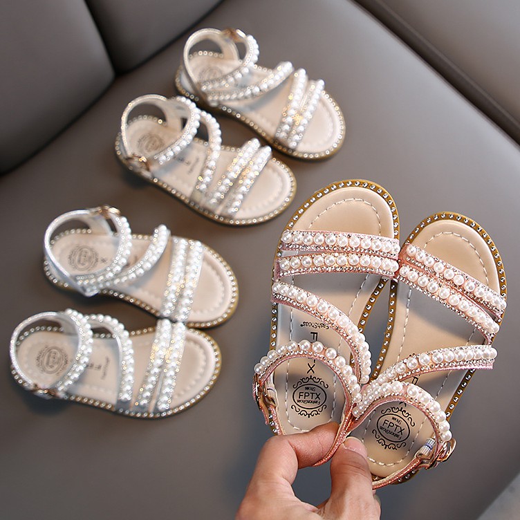 Giày sandal bé gái công chúa đính hạt quai chéo thời trang đế mềm cho bé từ 2 đến 10 tuổi ( F39 )