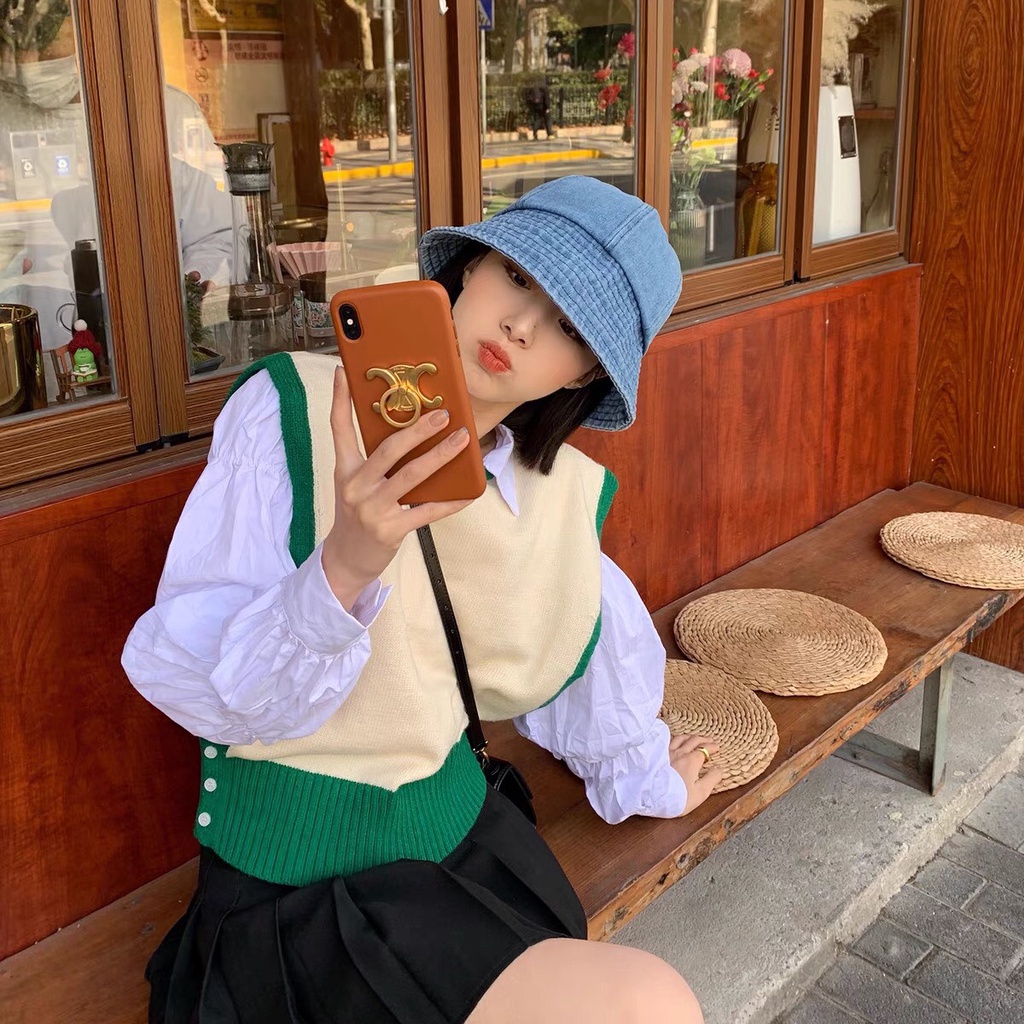 Mũ bucket TUMIE nón cụp vành tròn vải jeans trơn Unisex phong cách Ulzzang BK006