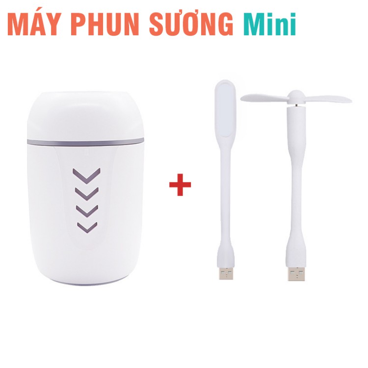 Máy phun sương tạo ẩm Buib Humidifier mini dung tích 200ml, nhỏ gọn có đèn led và quạt gió mini