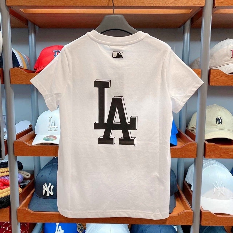 Áo thun cộc unisex MLB bản lưng chữ thẳng đậm, logo thêu ngực, full tag mác