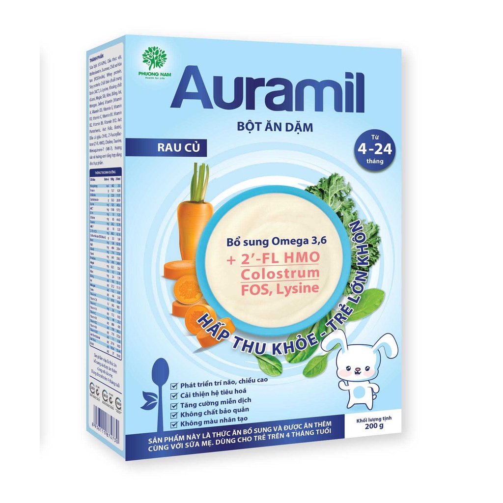 Bột ăn dặm Auramil rau củ 200gr