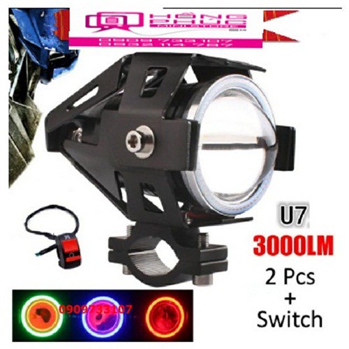 Đèn Led U7 Angel Eyes Trợ Sáng Gắn Cho Xe Máy