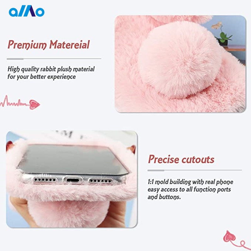 Ốp điện thoại trang trí lông thỏ cho Samsung Galaxy A32 5g A52 A72 4g A01 A02 A10 A10S A20 A20S A30 A30S A40 A50 A70