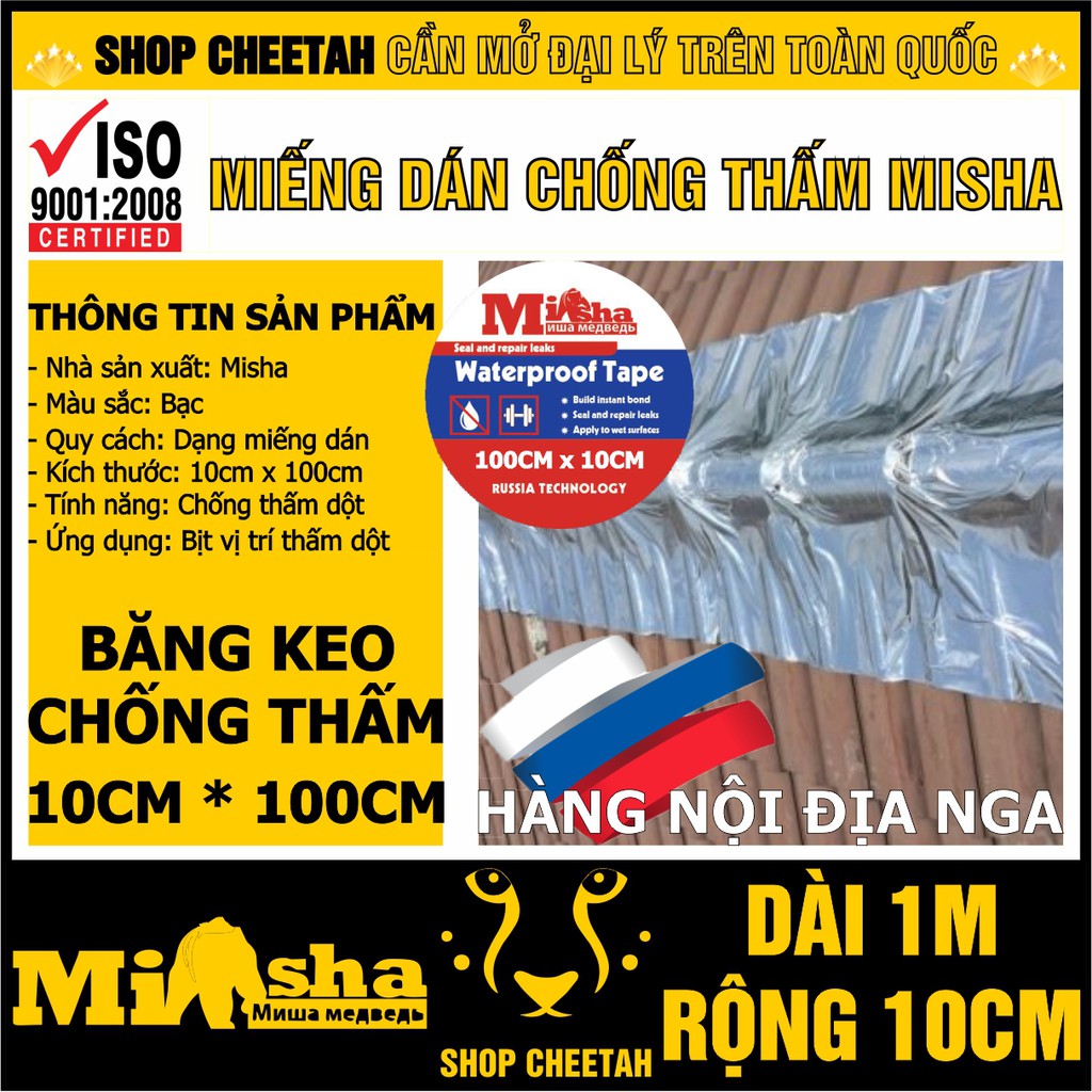 (10cm x 1m) Miếng dán chống thấm Misha rộng 10cm x dài 1m – Băng keo chống thấm dột – Bịt rò rỉ ống nước