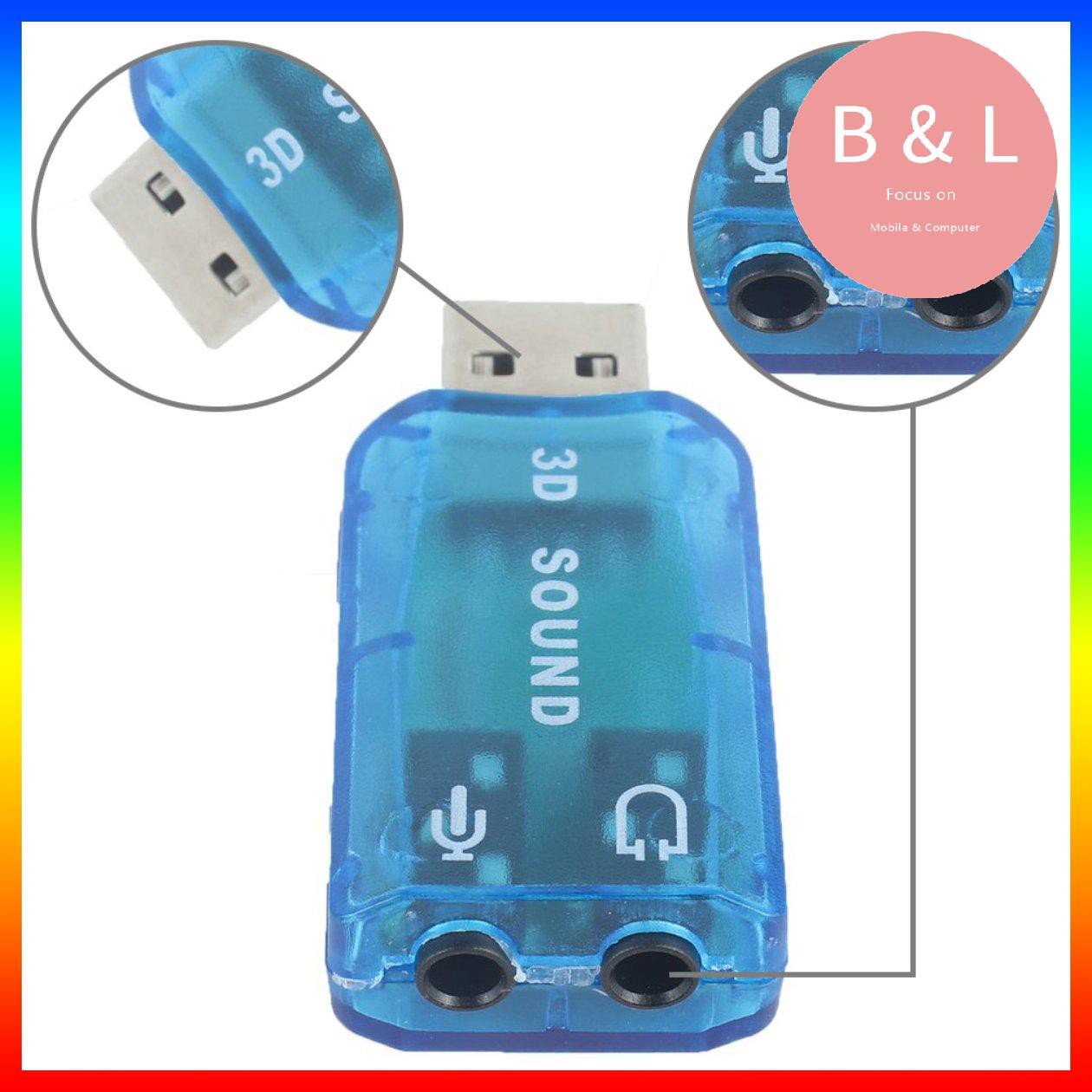 Bộ Chuyển Đổi Usb 1.1 Mic / Loa Âm Thanh 7.1 Ch 3d Cho Pc / Laptop