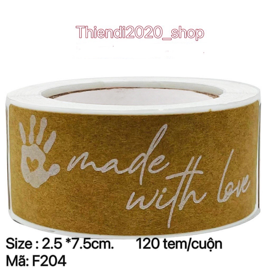 F203-204 Tem dán chữ " Thank you " , 2.5X7.5CM, 120TEM/CUỘN_ STICKER NIÊM PHONG HỘP GIẤY
