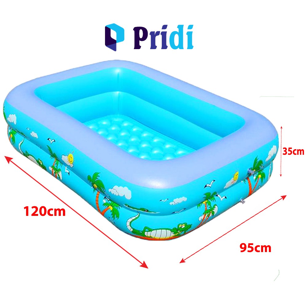 Hồ Bơi Cho Bé 2 Tầng 1M20 Màu Xanh Loại Xịn - Bể Bơi Trẻ Em  PRIDI