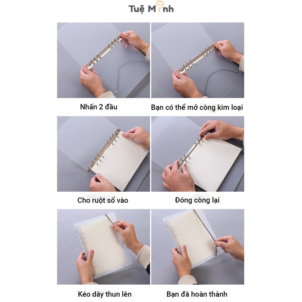 File bìa sổ còng sắt A5/ B5 thay giấy refill dễ dàng loại 6/ 9 chấu P06 (chưa kèm giấy)