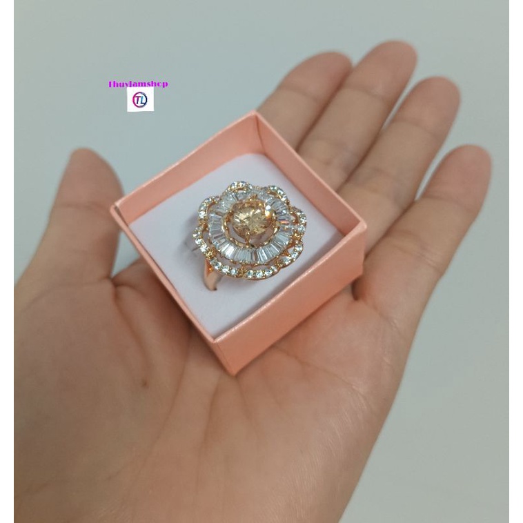 Nhẫn nữ đá oha lê lấp lánh đi tiệc đi chơi đều sang chảnh chất liệu Thép Titan không đen không bay màu